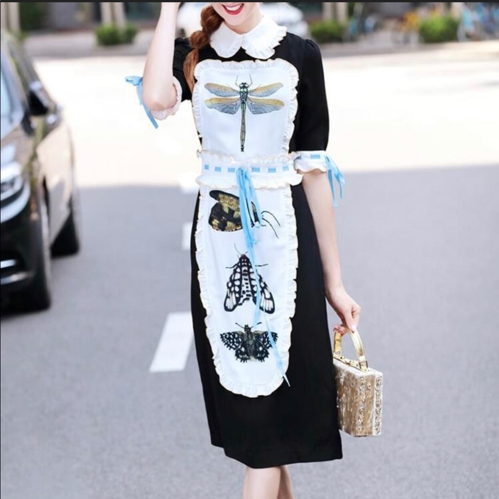 ISO Shein Dragonfly Butterfly Print Maid Dress